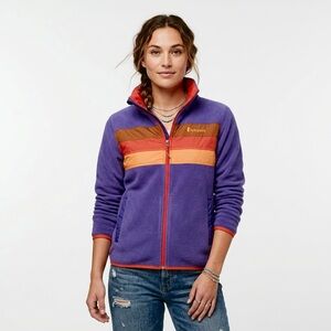 COTOPAXI Teca Full-Zip Orange Retro Stripe Purple L Fleece Gorpcore Urban Hiker